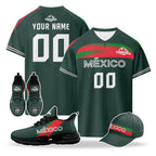 Custom Mexico 2026 World Cup High Quality Soccer Stadium Version Jersey Sneakers Sports Shoes and Hat Combo Offer Personalized Team Name and Logo ZH-F007043-001
