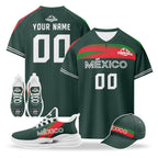 Custom Mexico 2026 World Cup High Quality Soccer Stadium Version Jersey Sneakers Sports Shoes and Hat Combo Offer Personalized Team Name and Logo ZH-F007043-001