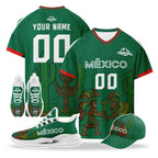 Custom Mexico 2026 World Cup High Quality Soccer Stadium Version Jersey Sneakers Sports Shoes and Hat Combo Offer Personalized Team Name and Logo ZH-F007043-004