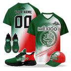 Custom Mexico 2026 World Cup High Quality Soccer Stadium Version Jersey Sneakers Sports Shoes and Hat Combo Offer Personalized Team Name and Logo ZH-F007043-005