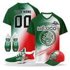 Custom Mexico 2026 World Cup High Quality Soccer Stadium Version Jersey Sneakers Sports Shoes and Hat Combo Offer Personalized Team Name and Logo ZH-F007043-005
