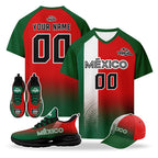 Custom Mexico 2026 World Cup High Quality Soccer Stadium Version Jersey Sneakers Sports Shoes and Hat Combo Offer Personalized Team Name and Logo ZH-F007043-006