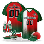 Custom Mexico 2026 World Cup High Quality Soccer Stadium Version Jersey Sneakers Sports Shoes and Hat Combo Offer Personalized Team Name and Logo ZH-F007043-006