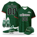 Custom Mexico 2026 World Cup High Quality Soccer Stadium Version Jersey Sneakers Sports Shoes and Hat Combo Offer Personalized Team Name and Logo ZH-F007043-008