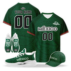Custom Mexico 2026 World Cup High Quality Soccer Stadium Version Jersey Sneakers Sports Shoes and Hat Combo Offer Personalized Team Name and Logo ZH-F007043-008