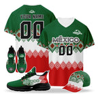 Custom Mexico 2026 World Cup High Quality Soccer Stadium Version Jersey Sneakers Sports Shoes and Hat Combo Offer Personalized Team Name and Logo ZH-F007043-009