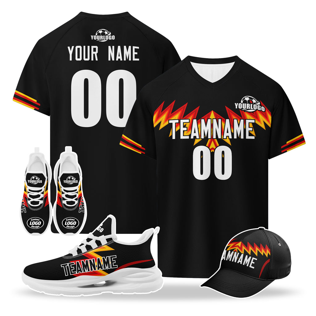 Custom Germany 2026 World Cup High Quality Soccer Stadium Version Jersey Sneakers Sports Shoes and Hat Combo Offer Personalized Team Name and Logo ZH-F007046-002