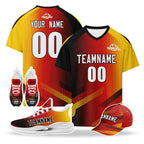 Custom Germany 2026 World Cup High Quality Soccer Stadium Version Jersey Sneakers Sports Shoes and Hat Combo Offer Personalized Team Name and Logo ZH-F007046-008