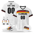 Custom Germany 2026 World Cup High Quality Soccer Stadium Version Jersey Sneakers Sports Shoes and Hat Combo Offer Personalized Team Name and Logo ZH-F007046-009