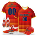 Custom Spain 2026 World Cup High Quality Soccer Stadium Version Jersey Sneakers Sports Shoes and Hat Combo Offer Personalized Team Name and Logo ZH-F007049-001