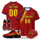 Custom Spain 2026 World Cup High Quality Soccer Stadium Version Jersey Sneakers Sports Shoes and Hat Combo Offer Personalized Team Name and Logo ZH-F007049-002