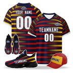 Custom Spain 2026 World Cup High Quality Soccer Stadium Version Jersey Sneakers Sports Shoes and Hat Combo Offer Personalized Team Name and Logo ZH-F007049-004