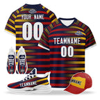 Custom Spain 2026 World Cup High Quality Soccer Stadium Version Jersey Sneakers Sports Shoes and Hat Combo Offer Personalized Team Name and Logo ZH-F007049-004