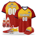 Custom Spain 2026 World Cup High Quality Soccer Stadium Version Jersey Sneakers Sports Shoes and Hat Combo Offer Personalized Team Name and Logo ZH-F007049-005