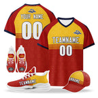 Custom Spain 2026 World Cup High Quality Soccer Stadium Version Jersey Sneakers Sports Shoes and Hat Combo Offer Personalized Team Name and Logo ZH-F007049-005