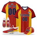 Custom Spain 2026 World Cup High Quality Soccer Stadium Version Jersey Sneakers Sports Shoes and Hat Combo Offer Personalized Team Name and Logo ZH-F007049-006