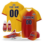 Custom Spain 2026 World Cup High Quality Soccer Stadium Version Jersey Sneakers Sports Shoes and Hat Combo Offer Personalized Team Name and Logo ZH-F007049-007
