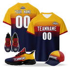 Custom Spain 2026 World Cup High Quality Soccer Stadium Version Jersey Sneakers Sports Shoes and Hat Combo Offer Personalized Team Name and Logo ZH-F007049-008