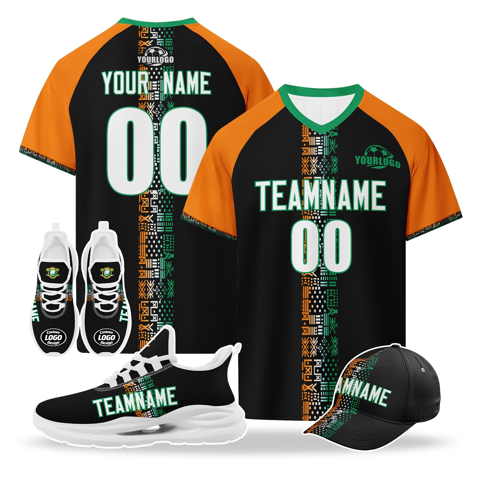 Custom Ivory Coast 2026 World Cup High Quality Soccer Stadium Version Jersey Sneakers Sports Shoes and Hat Combo Offer Personalized Team Name and Logo ZH-F007055-008