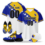 Custom Bosnia and Herzegovina 2026 World Cup High Quality Soccer Stadium Version Jersey Sneakers Sports Shoes and Hat Combo Offer Personalized Team Name and Logo ZH-F007062-002