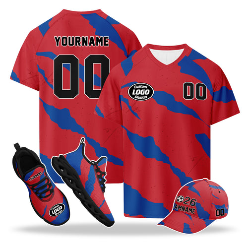 Custom 2026 World Cup South Korea High Quality Soccer Stadium Version Jersey Sneakers Sports Shoes and Hat Combo Offer Personalized Team Name and Logo ZH-F009132-1