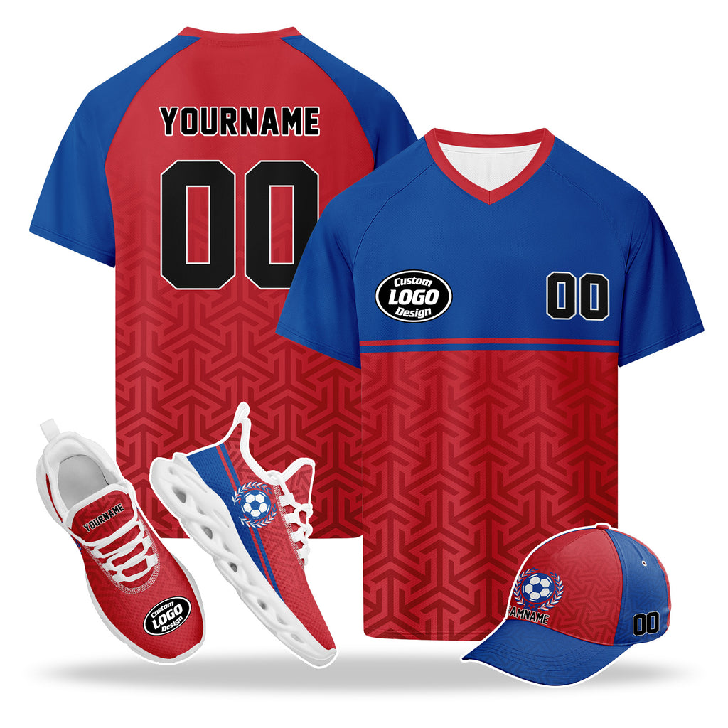 Custom 2026 World Cup South Korea High Quality Soccer Stadium Version Jersey Sneakers Sports Shoes and Hat Combo Offer Personalized Team Name and Logo ZH-F009132-4