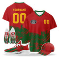 Custom 2026 World Cup Morocco High Quality Soccer Stadium Version Jersey Sneakers Sports Shoes and Hat Combo Offer Personalized Team Name and Logo ZH-F009134-2
