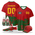 Custom 2026 World Cup Morocco High Quality Soccer Stadium Version Jersey Sneakers Sports Shoes and Hat Combo Offer Personalized Team Name and Logo ZH-F009134-2