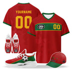 Custom 2026 World Cup Morocco High Quality Soccer Stadium Version Jersey Sneakers Sports Shoes and Hat Combo Offer Personalized Team Name and Logo ZH-F009134-3