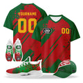 Custom 2026 World Cup Morocco High Quality Soccer Stadium Version Jersey Sneakers Sports Shoes and Hat Combo Offer Personalized Team Name and Logo ZH-F009134-4