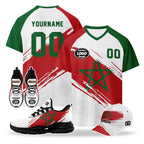 Custom 2026 World Cup Morocco High Quality Soccer Stadium Version Jersey Sneakers Sports Shoes and Hat Combo Offer Personalized Team Name and Logo ZH-F009134-5