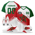 Custom 2026 World Cup Morocco High Quality Soccer Stadium Version Jersey Sneakers Sports Shoes and Hat Combo Offer Personalized Team Name and Logo ZH-F009134-5