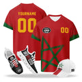 Custom 2026 World Cup Morocco High Quality Soccer Stadium Version Jersey Sneakers Sports Shoes and Hat Combo Offer Personalized Team Name and Logo ZH-F009135-1