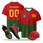 Custom 2026 World Cup Morocco High Quality Soccer Stadium Version Jersey Sneakers Sports Shoes and Hat Combo Offer Personalized Team Name and Logo ZH-F009135-2