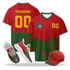 Custom 2026 World Cup Morocco High Quality Soccer Stadium Version Jersey Sneakers Sports Shoes and Hat Combo Offer Personalized Team Name and Logo ZH-F009135-2