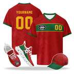 Custom 2026 World Cup Morocco High Quality Soccer Stadium Version Jersey Sneakers Sports Shoes and Hat Combo Offer Personalized Team Name and Logo ZH-F009135-3