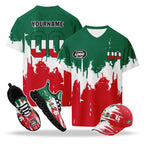 Custom 2026 World Cup Mexico High Quality Soccer Stadium Version Jersey Sneakers Sports Shoes and Hat Combo Offer Personalized Team Name and Logo ZH-F023091-1