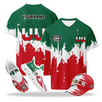Custom 2026 World Cup Mexico High Quality Soccer Stadium Version Jersey Sneakers Sports Shoes and Hat Combo Offer Personalized Team Name and Logo ZH-F023091-1