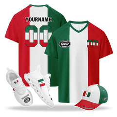 Custom 2026 World Cup Mexico High Quality Soccer Stadium Version Jersey Sneakers Sports Shoes and Hat Combo Offer Personalized Team Name and Logo ZH-F023091-2