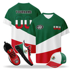 Custom 2026 World Cup Mexico High Quality Soccer Stadium Version Jersey Sneakers Sports Shoes and Hat Combo Offer Personalized Team Name and Logo ZH-F023091-4