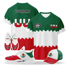 Custom 2026 World Cup Mexico High Quality Soccer Stadium Version Jersey Sneakers Sports Shoes and Hat Combo Offer Personalized Team Name and Logo ZH-F023092-3