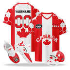 Custom 2026 World Cup Canada High Quality Soccer Stadium Version Jersey Sneakers Sports Shoes and Hat Combo Offer Personalized Team Name and Logo ZH-F023095-4