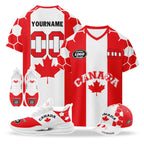 Custom 2026 World Cup Canada High Quality Soccer Stadium Version Jersey Sneakers Sports Shoes and Hat Combo Offer Personalized Team Name and Logo ZH-F023096-3