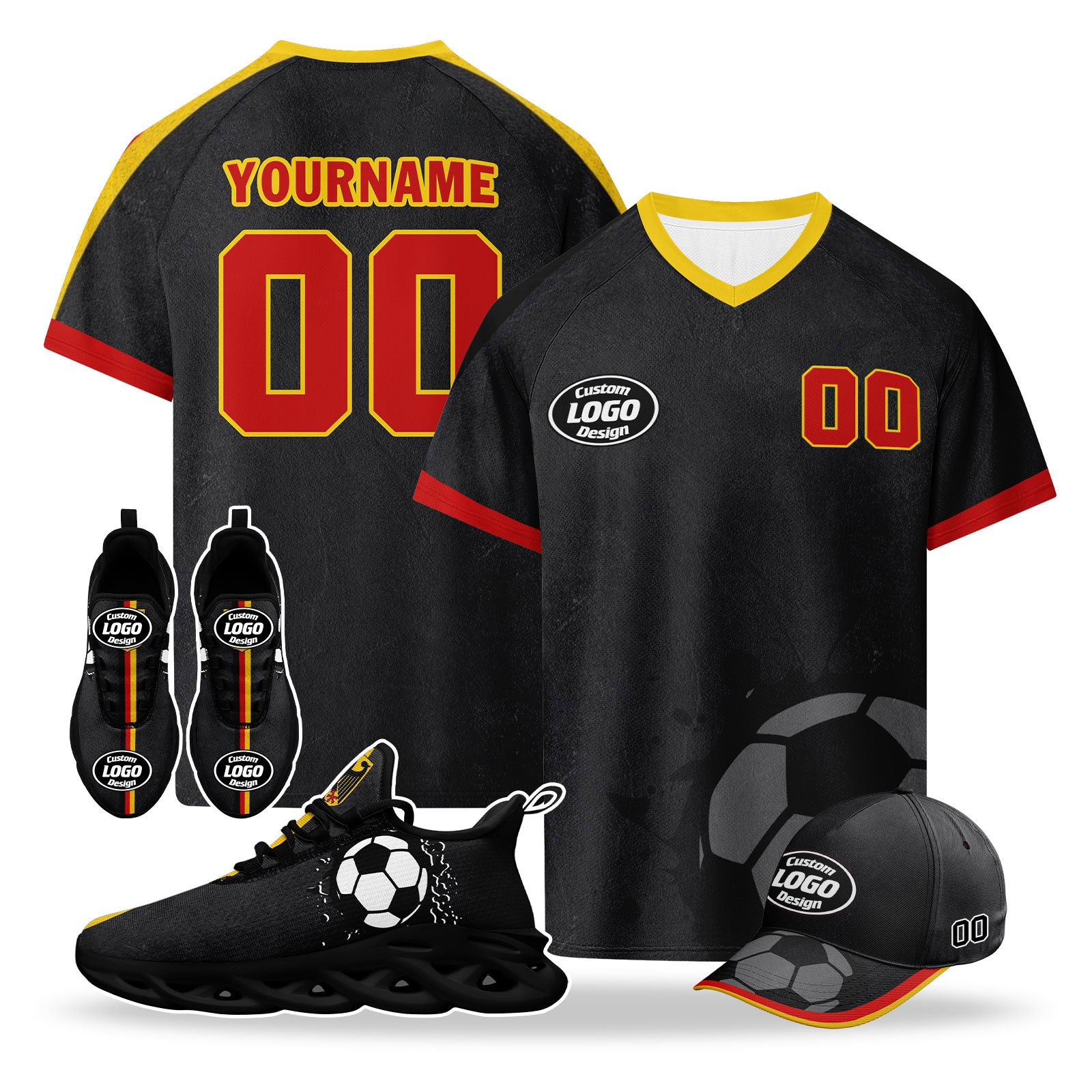 Custom 2026 World Cup Germany High Quality Soccer Stadium Version Jersey Sneakers Sports Shoes and Hat Combo Offer Personalized Team Name and Logo ZH-F025071-1
