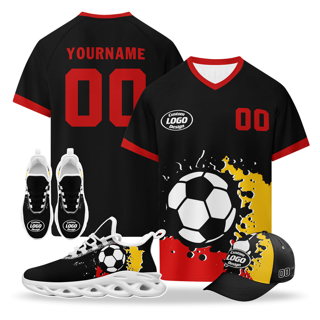 Custom 2026 World Cup Germany High Quality Soccer Stadium Version Jersey Sneakers Sports Shoes and Hat Combo Offer Personalized Team Name and Logo ZH-F025071-2