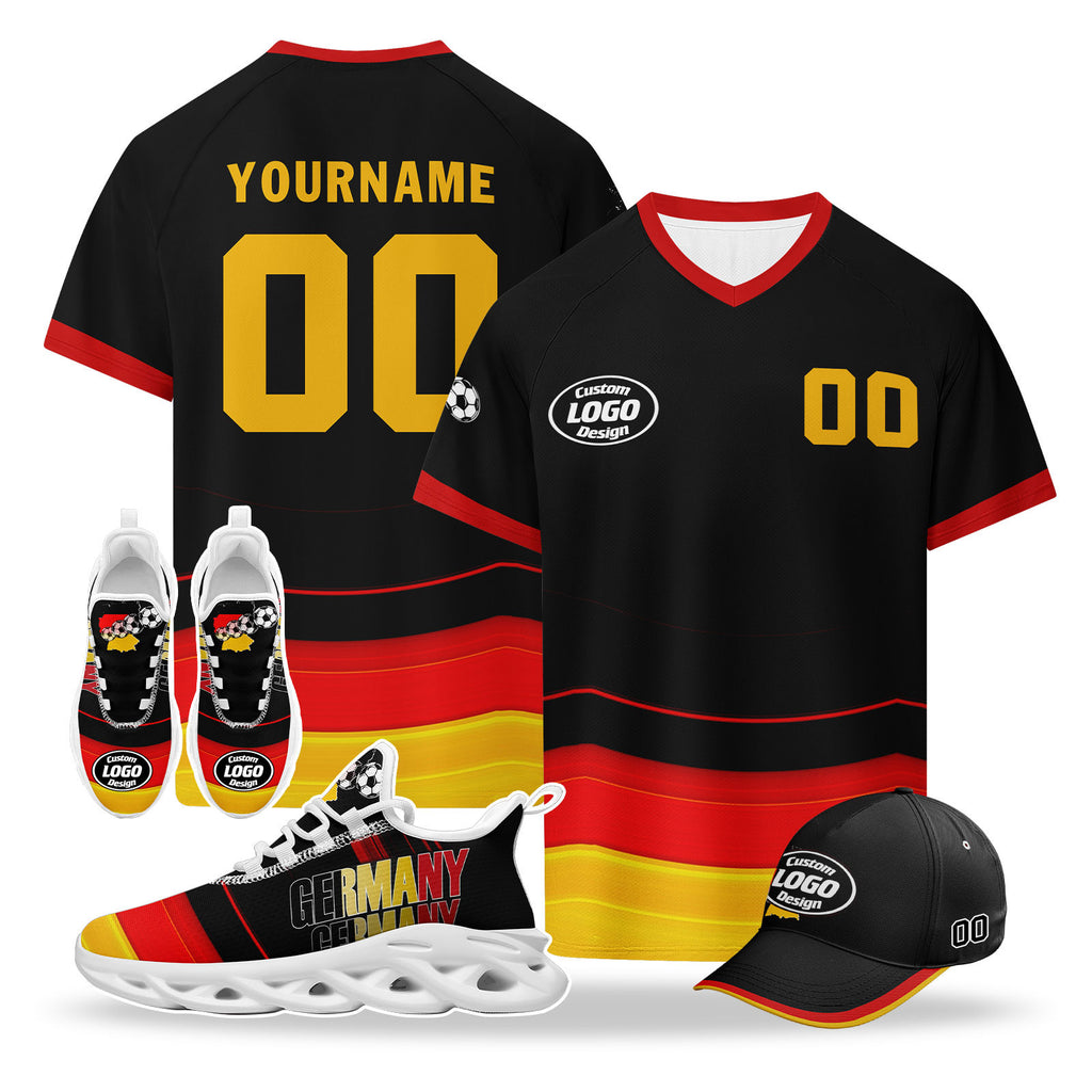 Custom 2026 World Cup Germany High Quality Soccer Stadium Version Jersey Sneakers Sports Shoes and Hat Combo Offer Personalized Team Name and Logo ZH-F025071-3