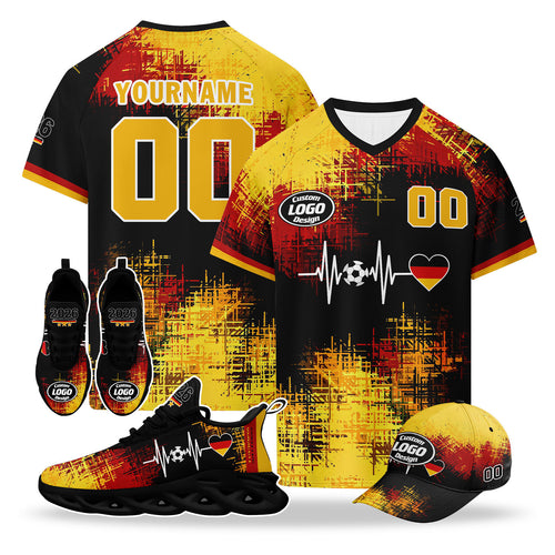 Custom 2026 World Cup Germany High Quality Soccer Stadium Version Jersey Sneakers Sports Shoes and Hat Combo Offer Personalized Team Name and Logo ZH-F025071-4