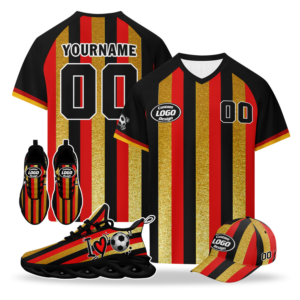 Custom 2026 World Cup Germany High Quality Soccer Stadium Version Jersey Sneakers Sports Shoes and Hat Combo Offer Personalized Team Name and Logo ZH-F025071-8