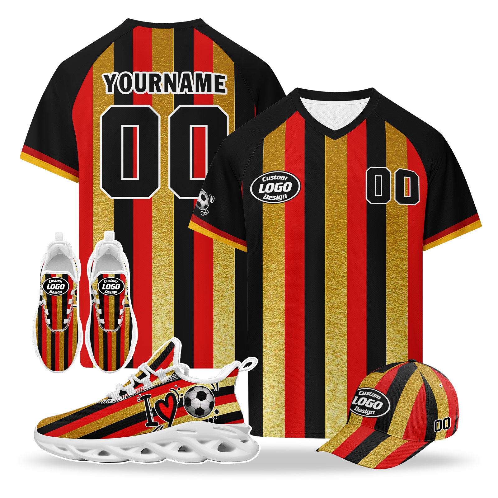 Custom 2026 World Cup Germany High Quality Soccer Stadium Version Jersey Sneakers Sports Shoes and Hat Combo Offer Personalized Team Name and Logo ZH-F025071-8