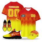 Custom 2026 World Cup Spain High Quality Soccer Stadium Version Jersey Sneakers Sports Shoes and Hat Combo Offer Personalized Team Name and Logo ZH-F025077-2